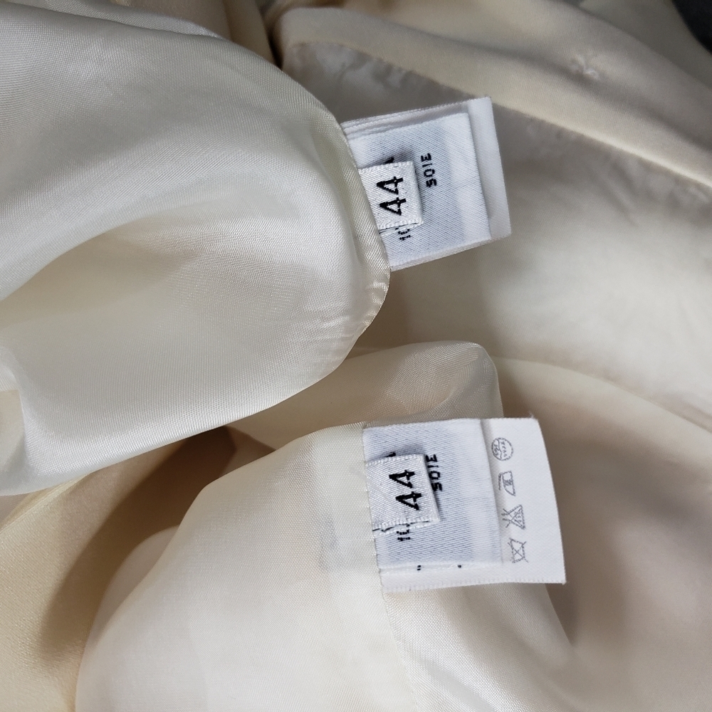 Provasou cream silk skirt suit flower buttons floral embroidered - Picture 12 of 13